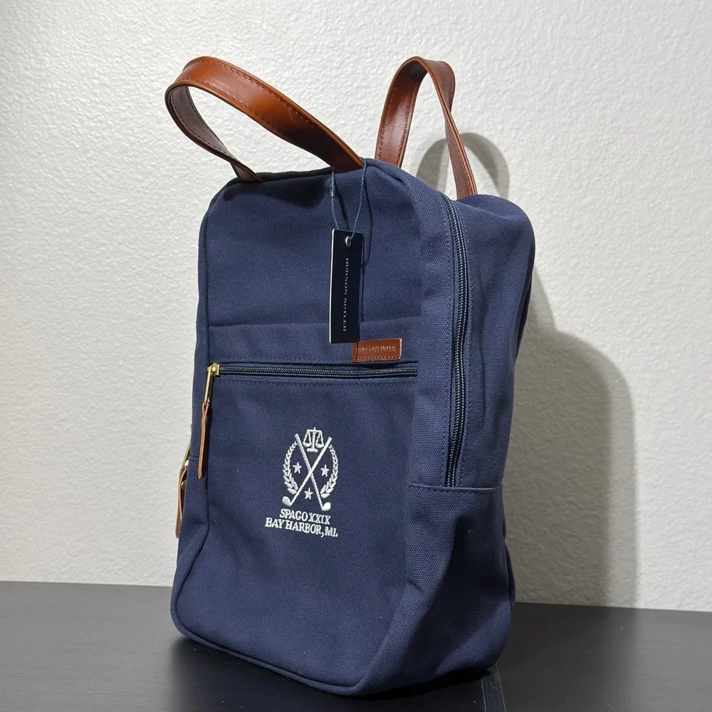 Hudson Sutler Sutter Shoe Bag Unisex OS Navy Blue Canvas Golf Travel Embroidered